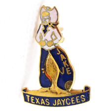 Texas Jaycees Jake Pin Cowboy Hat Jacket Chaps Vintage Gold Tone Lapel