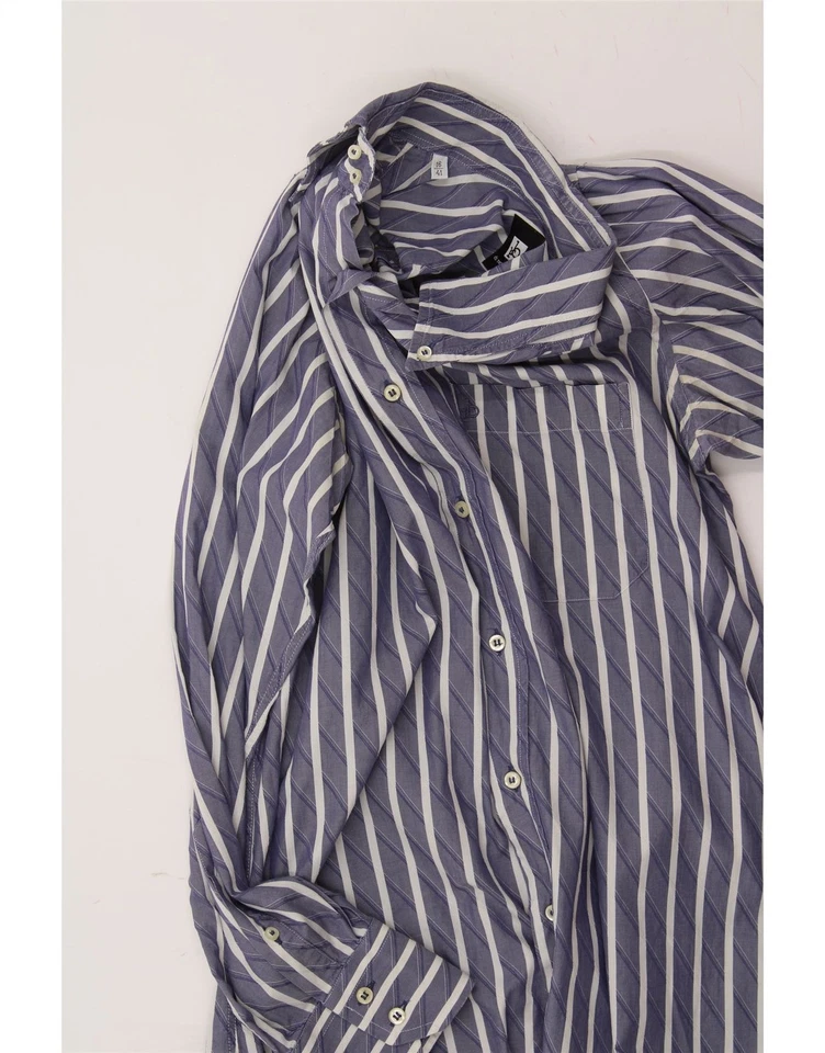 ROCCOBAROCCO Mens Shirt Size 16 41 Large Blue Pinstripe CS63 - Image 3 of 4