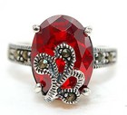 6CT Fire Garnet 925 Genuine Sterling Silver Ring Sz 10 NF1-3 — photo 1
