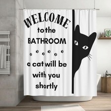 Sobrzy Cat Shower Curtain Set with 12 Hooks, 71"W x 72"L Pack of 1 , Blue