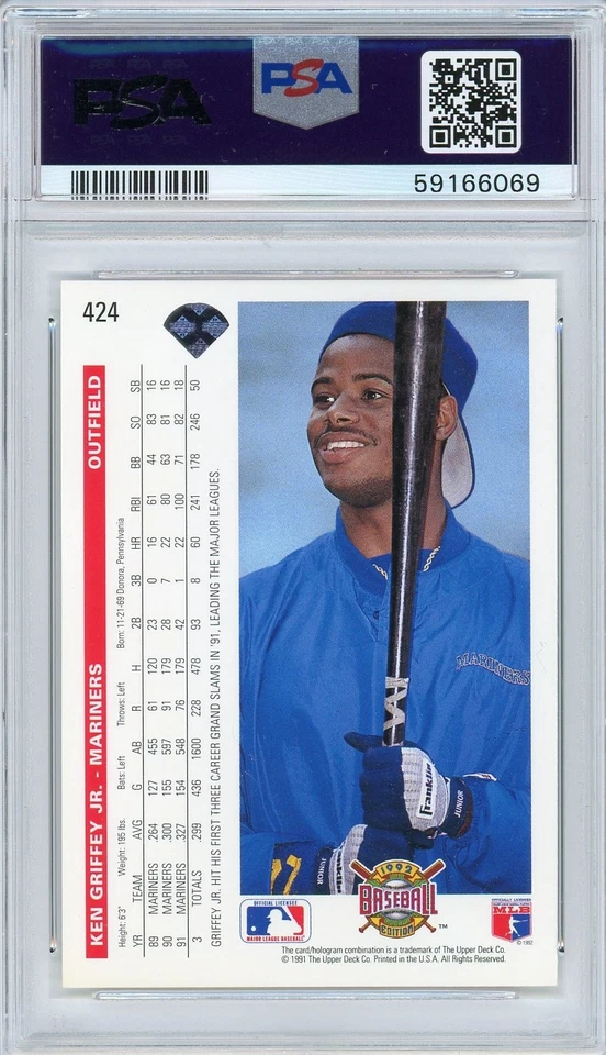 Ken Griffey Jr. 1992 Upper Deck #424 PSA 9 Hof - Imagem 2 de 2