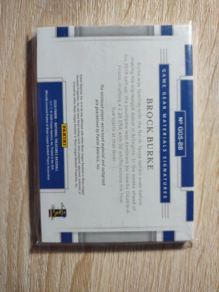 2020 Panini National Treasures Brock Burke Game Gear Materials Auto Patch/Tag/10 - Image 2 of 2
