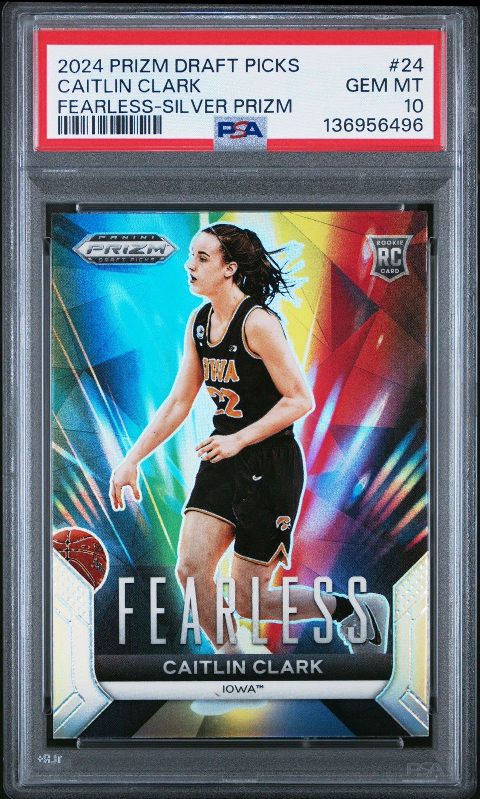 CAITLIN CLARK 2024 PANINI FEARLESS 24 SILVER PRIZM 📈 PSA 10 💎 GEM MINT 🔥