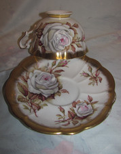 Vintage Royal Albert Gold Crest White Cabbage Rose Tea Cup and Saucer