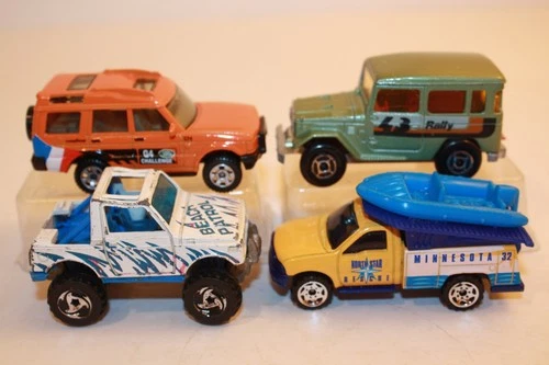 4 Vintage 1980's - 2000's Matchbox / Hot Wheels / Majorette Cars Trucks Jeep SUV