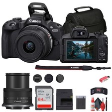 Canon EOS R50 Mirrorless Camera 18-45mm Lens 64GB Bag Bundle