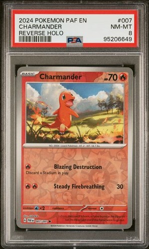 CHARMANDER 007 REVERSE HOLO PALDEAN FATES PSA 8 POKEMON