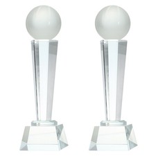 2Pcs 9 x 2.8 Inch Crystal Glass Basketball Trophy Award with Box, Clear