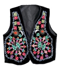 Vintage MEXICAN Folk ART Embroidered VEST With Ties at Back Size XL
