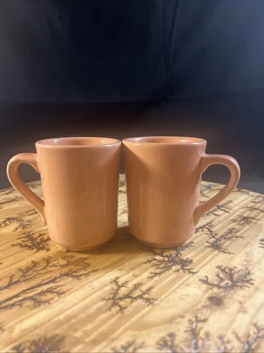 Vintage Homer Laughlin USA Fiesta Rose Pink Coffee Cup Denver Mug Set of 2