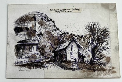 Vintage Drawing  Artchers Ghostown Gallery Mogollon New Mexico   by Bill Rakocy