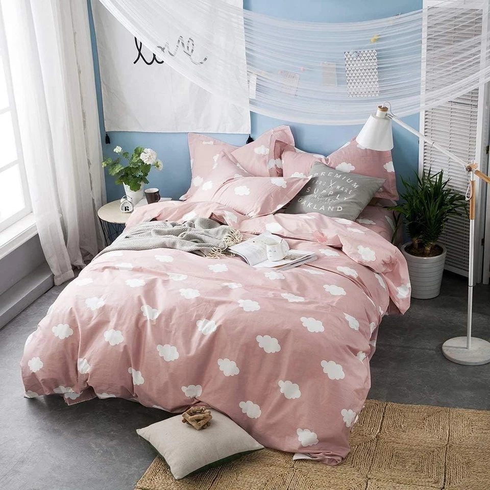 Cloud Queen Duvet Cover Pink Washed Microfiber Reversible Full Size Bedding Set - Image 3 of 3