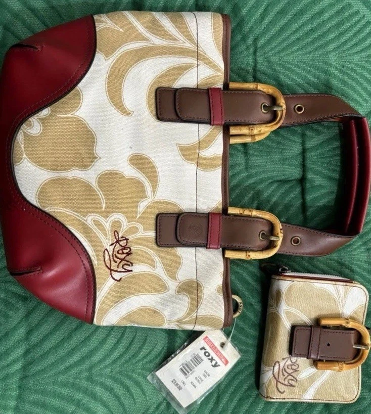 ВИНТАЖНЫЙ НОВЫЙ С ЯРЛЫКАМИ ROXY QUICKSILVER МАЛЕНЬКИЙ КОШЕЛЕК С КОРОТКИМИ РУЧКАМИ ДАМСКАЯ СУМКА BEACH ТРОПИЧЕСКИЙ W/БУМАЖНИК Y2K - Изображение 2 из 3