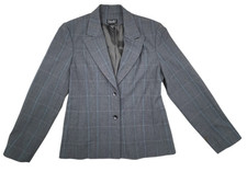 Rafaella Gray Plaid Blazer 2 Button Closure Collared Size 8