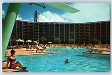c1960 Las Vegas Nevada Vintage Postcard Frontier Hotel Exterior Building Pool