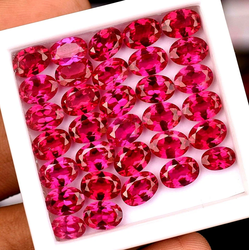 32 Pcs Natural Red Mogok Ruby Oval 6.00 x 4.00 mm CERTIFIED Treated Gemstone - Image 4 of 4