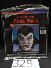 Vintage Halloween Topstone Over-The-Head Fabric Mask "Dracula" Sealed NOS