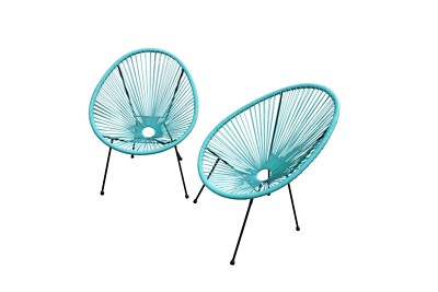 Turquoise 2 Pack Egg Shaped Papasan Acapulco Indoor / Outdoor Chair