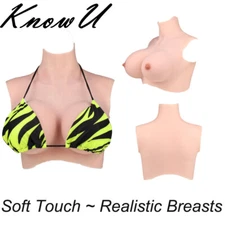 Realistic Silicone Breast Forms B-K Cup Fake Boobs Breastplate for Crossdresser
