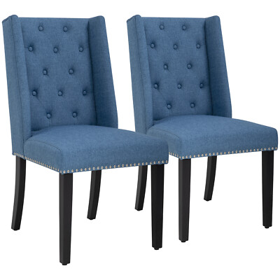 Set of 2 Elegant Tufted Design Fabric Upholstered Modern Dining Chairs for Home