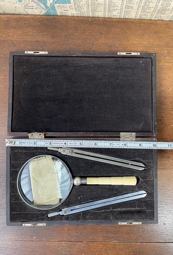 Rare WW1 U.S. Navy Navigator's Tool Case 2 Compasses W/ Magnifying Glass Antique - Picture 13 of 15