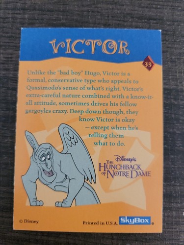 Victor #33 The Hunchback of Notre Dame Card 1996 SkyBox - Picture 2 of 2