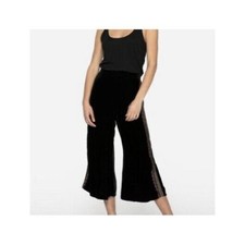 Johnny Was Wide Leg Pants Size M Embroidered Velvet Gaucho Pull On High Rise