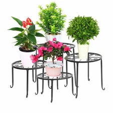 4 in 1 Wrought Iron Metal Plant Stands Flower Pot Rack Holder Indoor/Outdoor USA
