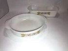 Set of 2 King AH Wheat Pattern 1qt. Rectangle &Round Casserole Dish Vintage