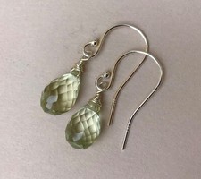 Natural Genuine Prasiolite Sterling Silver Sundance Charm Artisan Earrings new