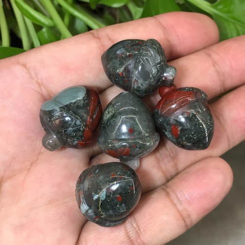10pcs Natural African blood stone acorn quartz crystal skull Reiki healing gems - Imagen 7 de 12