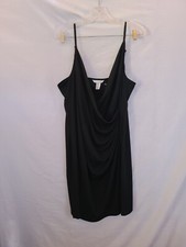 H&M Women Black Cocktail Dress XL Crossover Front Boho Rock Dress