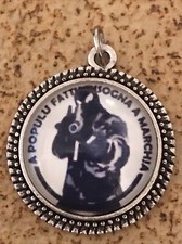 PENDENTIF MÉDAILLON Métal Argenté Vieilli 25mm Ribellu Corse Liberta Corsica