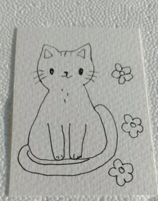 GAT PAINTINGS IMPRESSIONISM KITTEN ORIGINAL COLLECTIBLE WHIMSICAL Animals CAT  