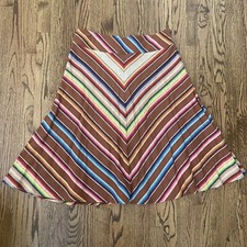 Vintage Ralph Lauren 100 Linen Southwestern Striped Skirt Sz 14