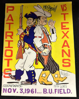 Phil Bissell Autographed Nov 3 1961 Boston Patriots & Texans Program AFL