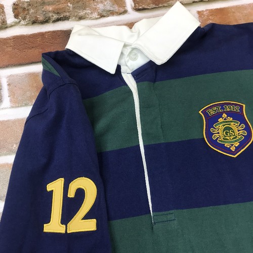Girl Scouts Blue Green Rugby Stripe Long-Slv Polo Shirt JRS Teen Medium 7/8 9/10 - Picture 7 of 9