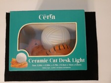 Cerra Ceramic Cat with Ball of Yarn LED Desk Lamp NEW