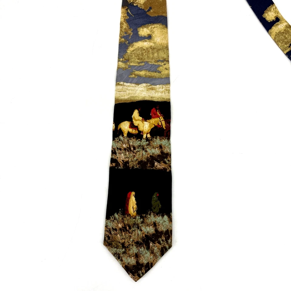 Men’s MUSEUM ARTIFACTS Native American Horse Neck Tie 100% Silk - Image 4 of 4