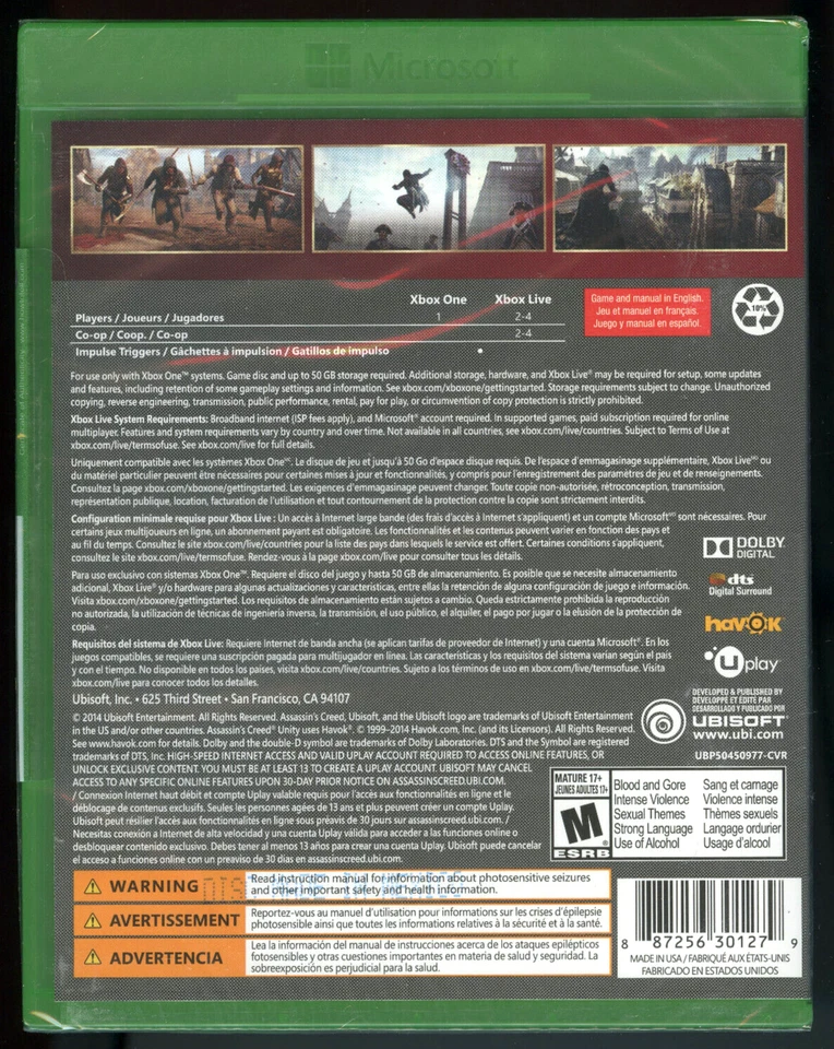 Assassin's Creed Unity Microsoft Xbox One XB1 [Brand New] - Image 2 of 2