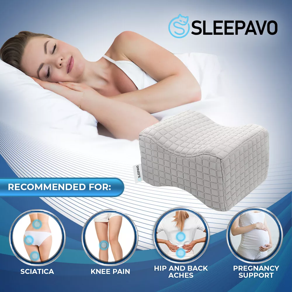 Sleepavo Memory Foam Knee Pillow for Side Sleepers Orthopedic Sleeping  Support