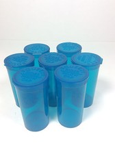 BLUE Squeeze Pop Top Prescription Bottle Rx Medication Pills Stash Can Jar Tubes