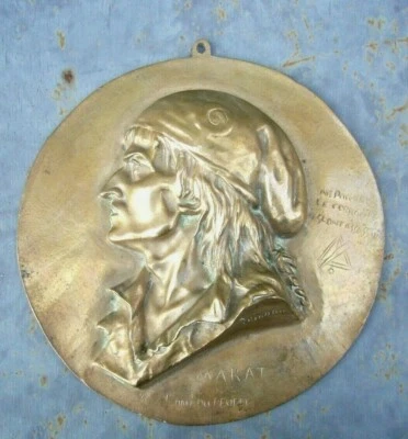 MARAT HAUT-RELIEF EN BRONZE Signé BRISSON 1868 SYMBOLE Révolutionnaire - Photo 1/4