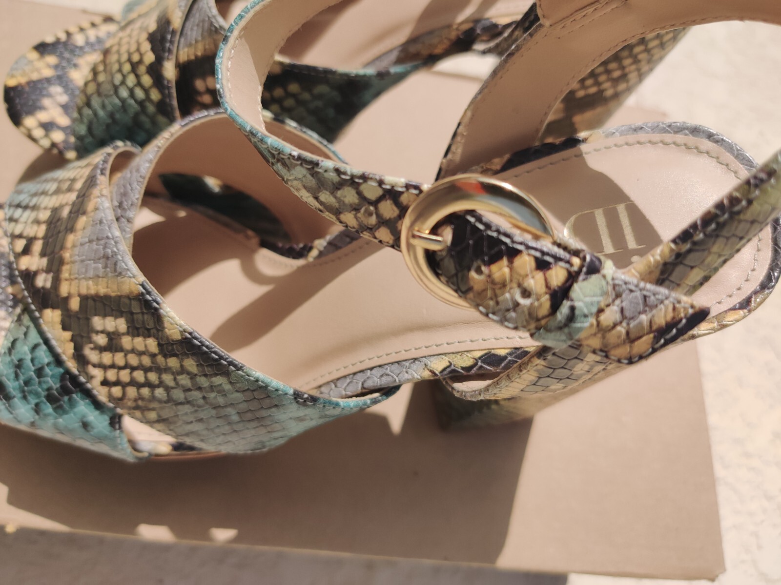Idore Snake Print Python Platform Leather Sandals… - image 8