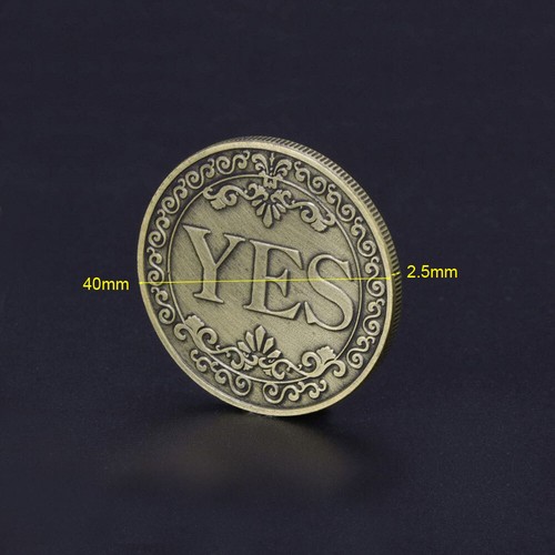 YES / NO Coin Make Decision Badge Double Sided Embossed Plating Collection Gift - Picture 4 of 8
