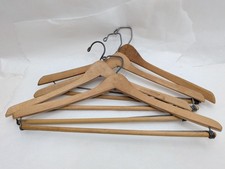 Vintage WISHBONE Wooden Suit Hangers with Pant Bars Heavy Duty Lot 4 Stamped