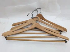 Vintage WISHBONE Wooden Suit Hangers with Pant Bars Heavy Duty Lot 4 Stamped