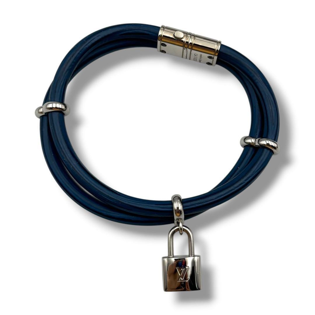 Louis Vuitton Bracelet Epi Bracelet Keep It Twice Padlock Blue image 4