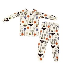 Gap Halloween Dracula Ghosts Bats Cream Ribbed Pajama Pants Set 12-18 month