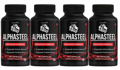 (4 Pack)AlphaSteel Capsules, Alpha Steel Vitality, Stamina & Male Wellness Pills